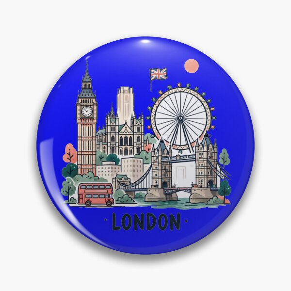 Item preview,  LONDON · - Iconic London Cityscape 3D Doodle Label with UK Flag  designed and sold by PaintMeWorld.