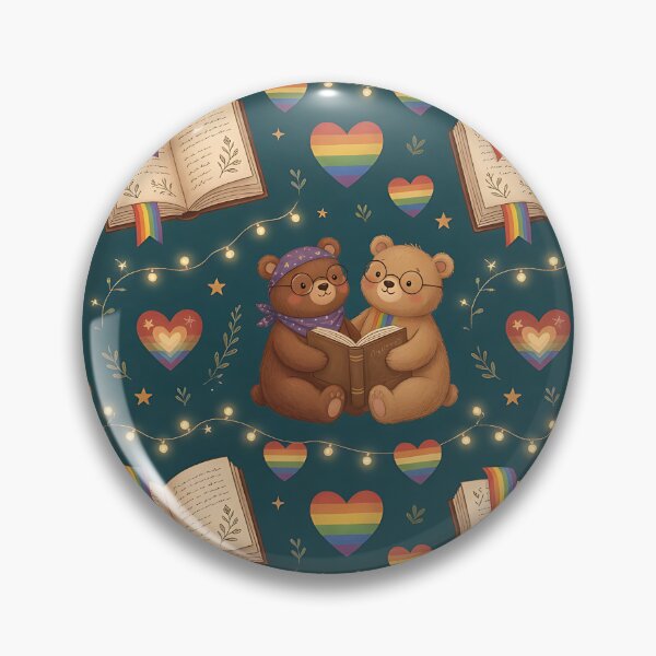 Item preview, Pride Book Club Bears Rainbow Hearts Cozy Reading Pattern designed and sold by ZhivanCrimson.
