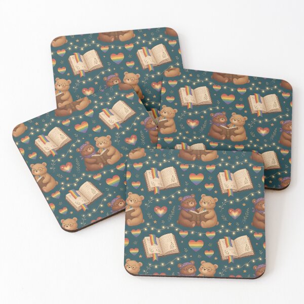 Item preview, Pride Book Club Bears Rainbow Hearts Cozy Reading Pattern designed and sold by ZhivanCrimson.
