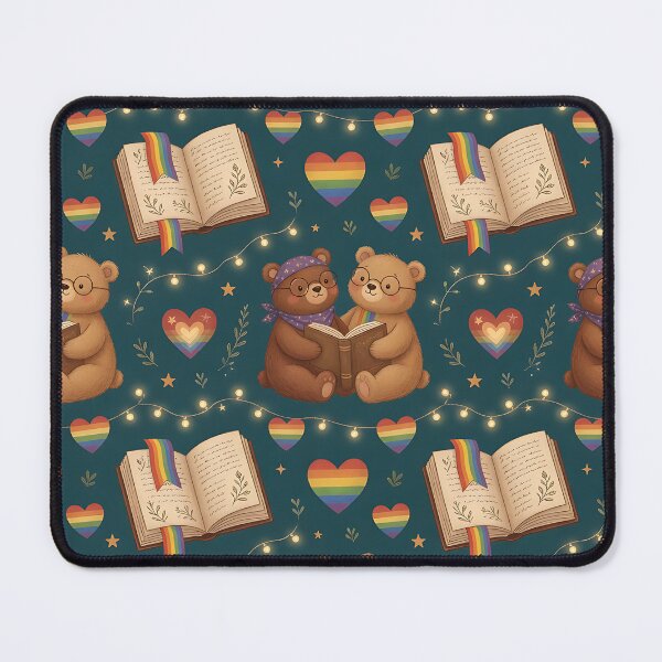 Item preview, Pride Book Club Bears Rainbow Hearts Cozy Reading Pattern designed and sold by ZhivanCrimson.