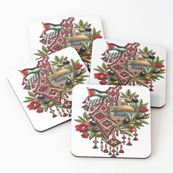Item preview, Palestinian Heritage Embroidery – Tatreez Floral and Olive Branch Art designed and sold by BrainCurves.