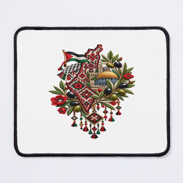 Item preview, Palestinian Heritage Embroidery – Tatreez Floral and Olive Branch Art designed and sold by BrainCurves.