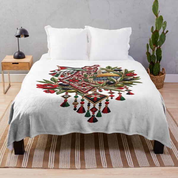 Item preview, Palestinian Heritage Embroidery – Tatreez Floral and Olive Branch Art designed and sold by BrainCurves.