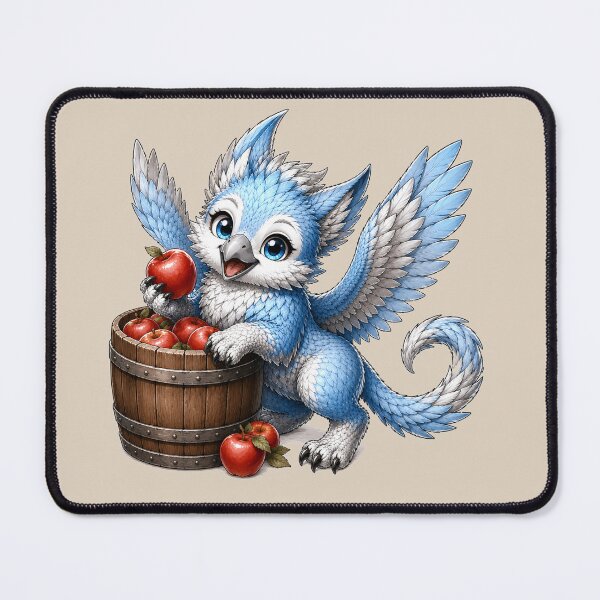 Item preview, Blue Baby Griffin with Apples designed and sold by Hatchling Hollow.