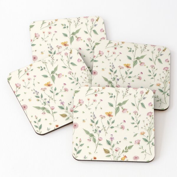 Item preview, Tiny Colorful Wildflower Cream Meadow Print designed and sold by IntelliMindDesigns.