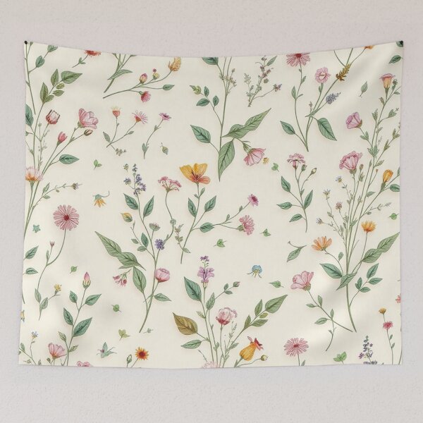 Item preview, Tiny Colorful Wildflower Cream Meadow Print designed and sold by IntelliMindDesigns.