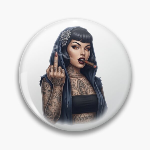 Item preview, Chicano Rebel Girl with Cigar and Middle Finger designed and sold by CHRIST5000.
