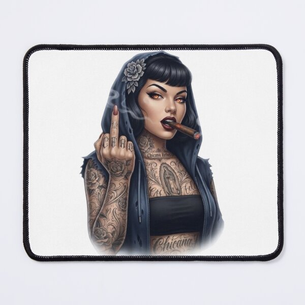 Item preview, Chicano Rebel Girl with Cigar and Middle Finger designed and sold by CHRIST5000.