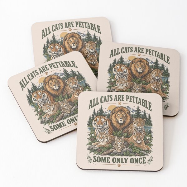 Item preview, All Cats Are Pettable, Some Only Once, Funny Wild Cats, Vintage Lion Tiger Leopard Wildlife Gift designed and sold by Cchotlan.