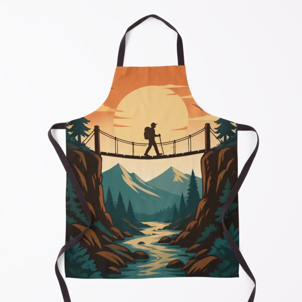 Item preview, Mountain Hiker Adventure – Retro Hiking Suspension Bridge Landscape designed and sold by Utees07.