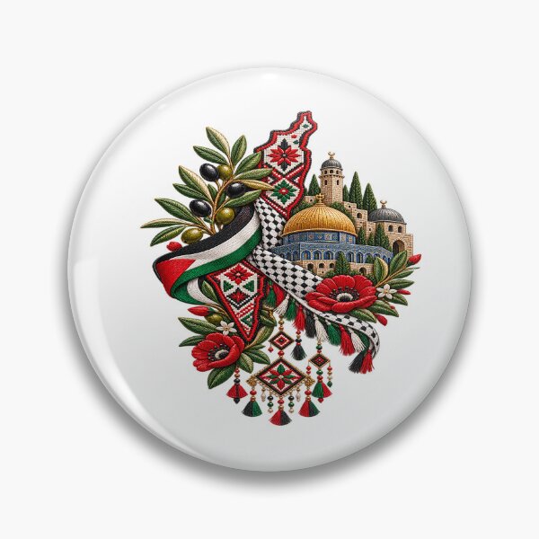 Item preview, Palestinian Tatreez Heritage Art – Olive Branch and Floral Embroidery Design designed and sold by BrainCurves.