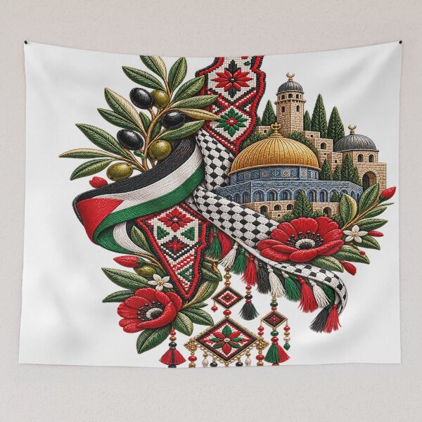 Item preview, Palestinian Tatreez Heritage Art – Olive Branch and Floral Embroidery Design designed and sold by BrainCurves.