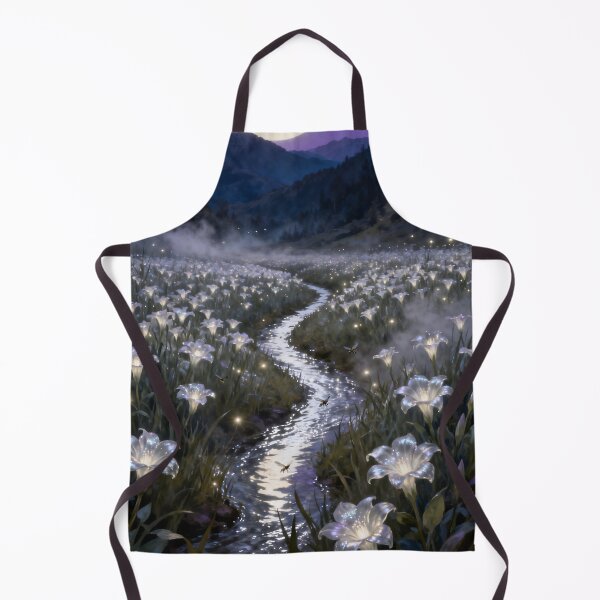 Item preview, Fantasy Crescent Moon Valley Stream Night Landscape designed and sold by stylishdzign.