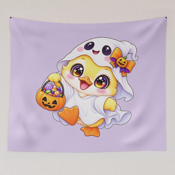 Item preview, Kawaii Ghost Duckling Sticker Art – Cute Chibi Halloween Illustration designed and sold by MagicMakerPh.
