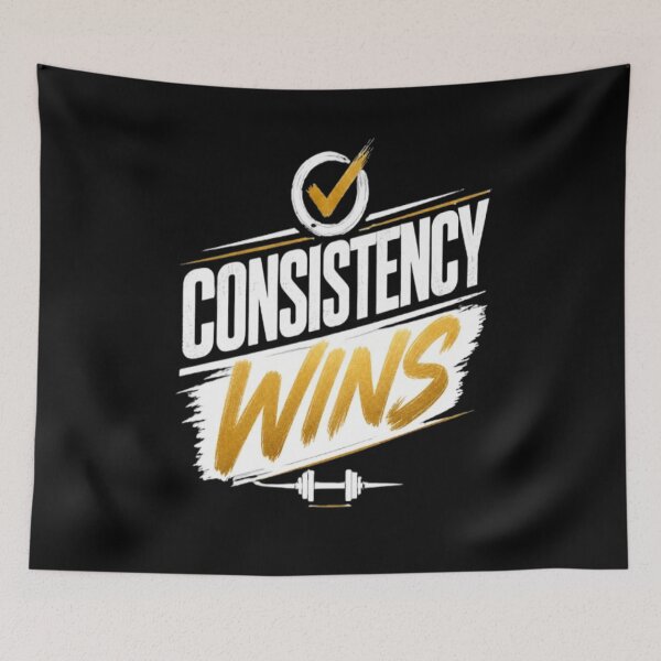 Item preview, Consistency Wins  Motivational Success Quote Gold Typography designed and sold by v6ziix.