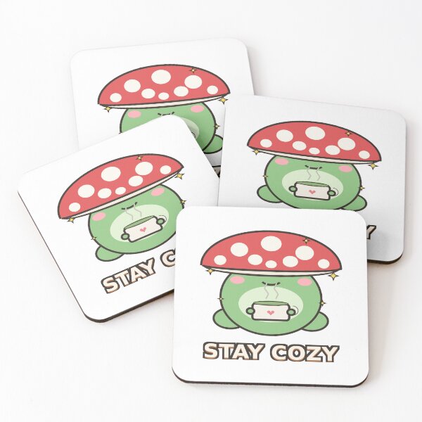 Item preview, Stay Cozy Cottagecore Frog with Mushroom Hat Cute Aesthetic Sticker designed and sold by Doka  Images.
