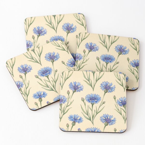 Item preview, Blue Cornflower Apricot Cottagecore Floral Pattern designed and sold by IntelliMindDesigns.