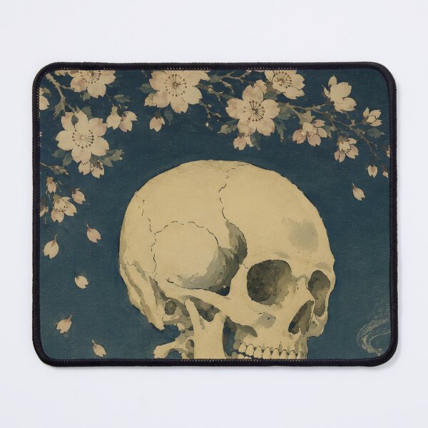 Item preview, Skull of a Skeleton with a Burning Cigarette in Japanese Ukiyo-e Style designed and sold by theartmess.