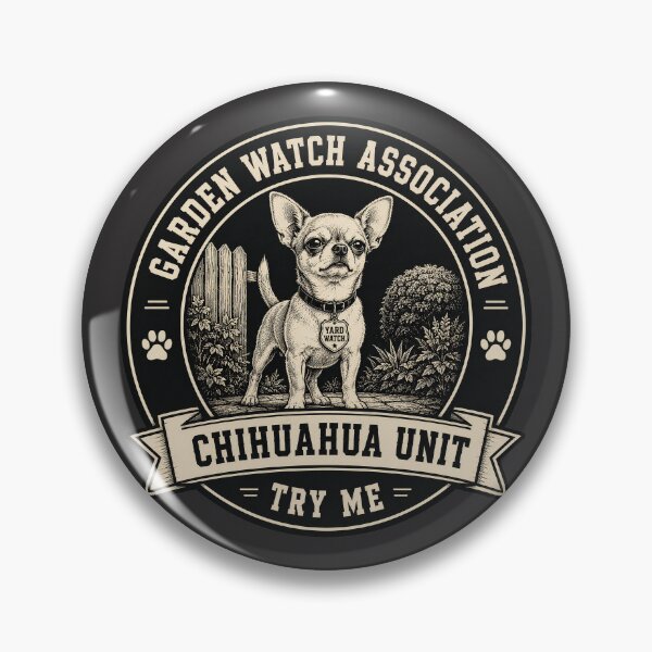 Item preview, Garden Watch Association - Chihuahua Unit - Try Me/Funny Chihuahua Dog Badge Logo  designed and sold by Halejo68.