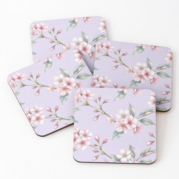 Item preview, Elegant Cherry Blossom Lilac Background Pattern designed and sold by IntelliMindDesigns.