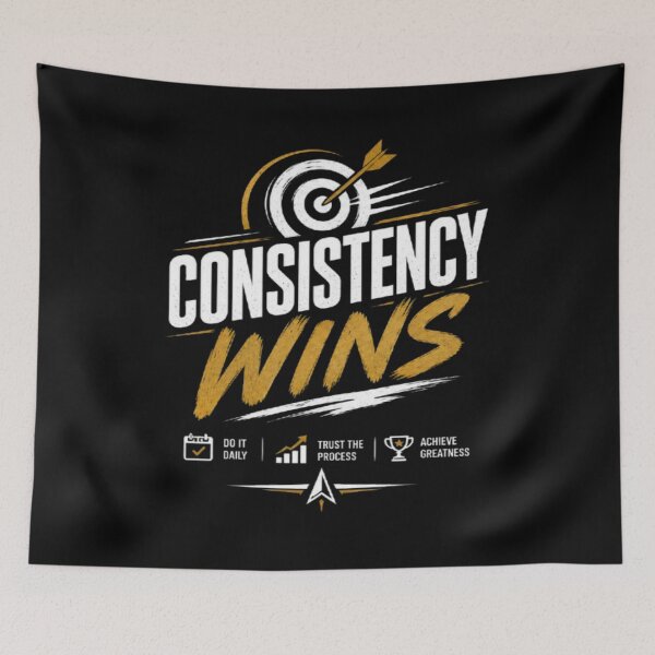 Item preview, Consistency Wins – Motivational Success Quote Gold Typography designed and sold by v6ziix.