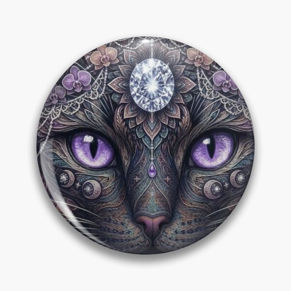 Item preview, Amethyst Orchid Cat Mandala Intricate Purple Eye Feline Artwork designed and sold by Mindworx21.
