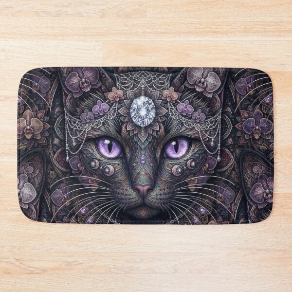 Item preview, Amethyst Orchid Cat Mandala Intricate Purple Eye Feline Artwork designed and sold by Mindworx21.