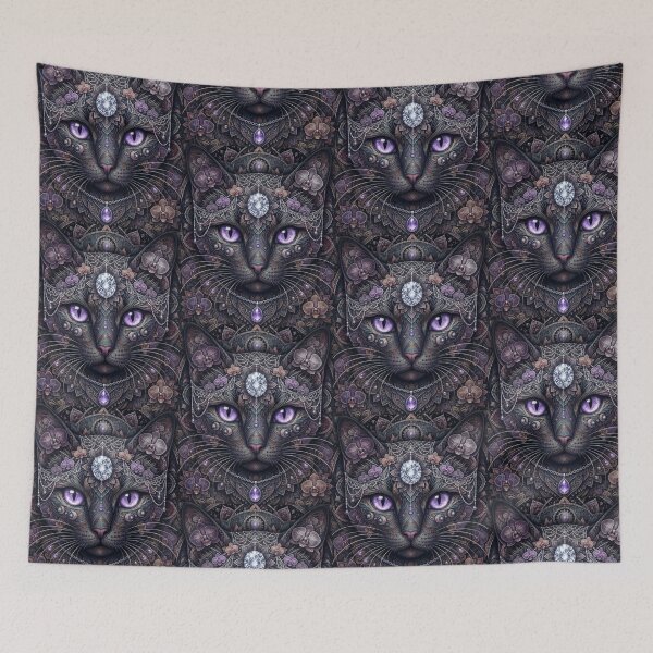 Item preview, Amethyst Orchid Cat Mandala Intricate Purple Eye Feline Artwork designed and sold by Mindworx21.