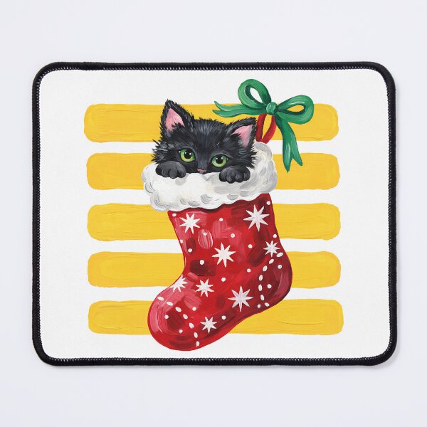Item preview, Cute Black Cat Christmas Stocking Holiday Winter Illustration designed and sold by Snifferius.