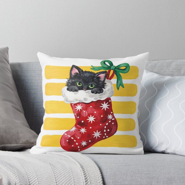 Item preview, Cute Black Cat Christmas Stocking Holiday Winter Illustration designed and sold by Snifferius.