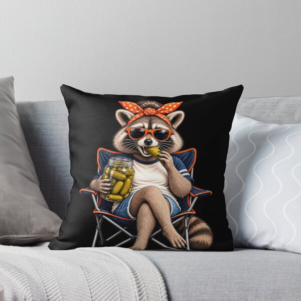 Item preview, Funny Raccoon Eating Pickles – Cute Camping Snack Humor Design designed and sold by PosiMCreations.