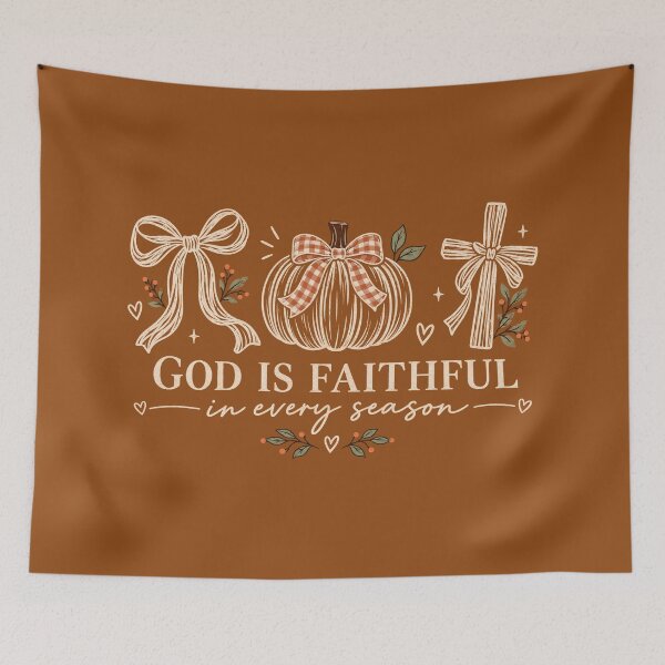 Item preview, God Is Faithful in Every Season, Retro Christian, Fall Thanksgiving Pumpkin Bible Doodle designed and sold by Quiajia.