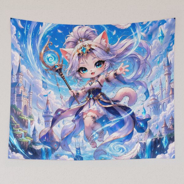 Item preview, Celestial Wind Guardian Cat designed and sold by Lunatik Cat.