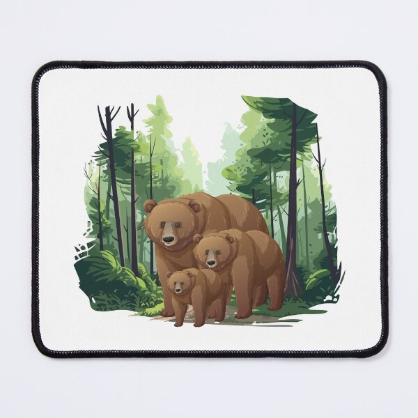 Item preview, Grizzly Bear Family in the Forest Illustration designed and sold by Palette _Vibes.