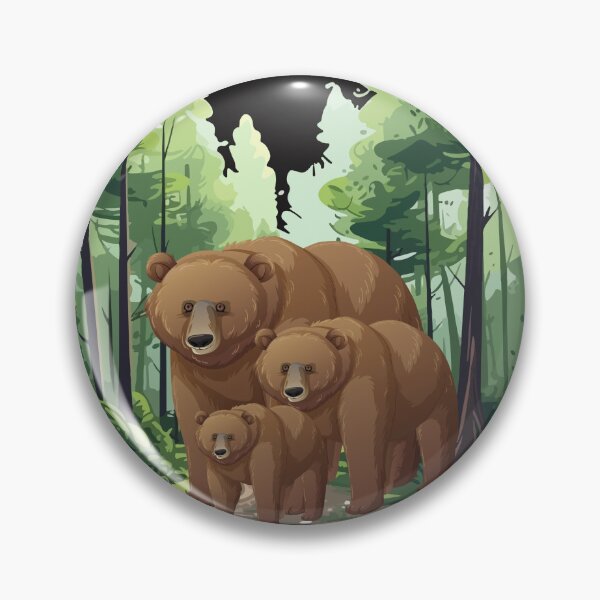 Item preview, Grizzly Bear Family in the Forest Illustration designed and sold by Palette _Vibes.