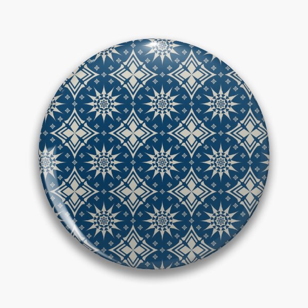 Item preview, Thai Star Medallion Seamless Pattern Navy Cream Luxury Thai Ornamental Geometric Fabric Design designed and sold by KOPatternCo.