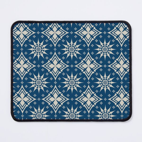 Item preview, Thai Star Medallion Seamless Pattern Navy Cream Luxury Thai Ornamental Geometric Fabric Design designed and sold by KOPatternCo.