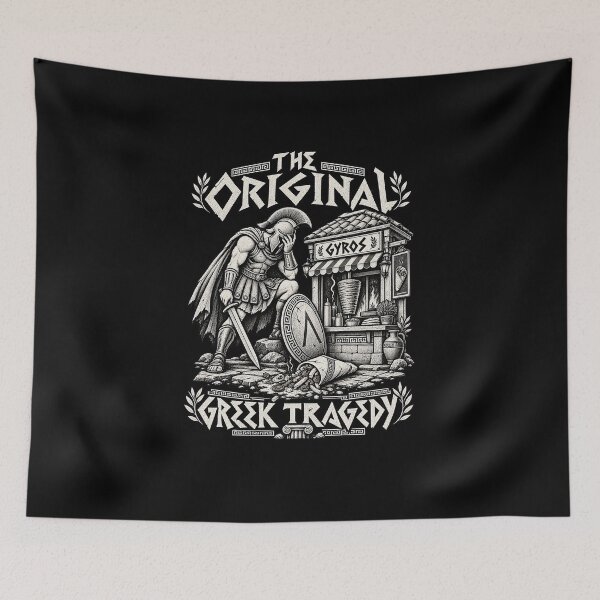 Item preview, Funny Greek Tragedy Gyros Warrior Food Humor Art designed and sold by elderberry.