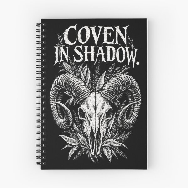 Item preview, Coven in Shadow – Occult Ram Skull in Gothic Linocut designed and sold by Anyshca.