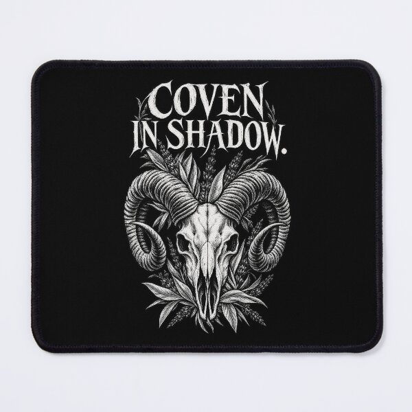 Item preview, Coven in Shadow – Occult Ram Skull in Gothic Linocut designed and sold by Anyshca.