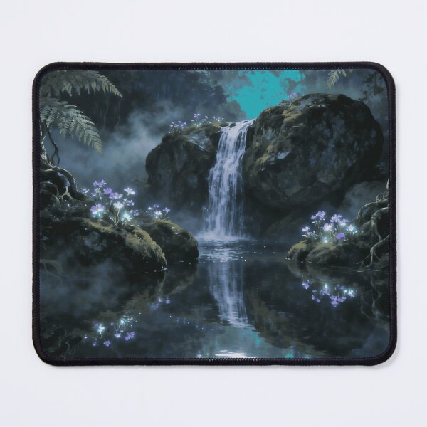 Item preview, Fantasy Crescent Moon Waterfall Forest Landscape designed and sold by stylishdzign.