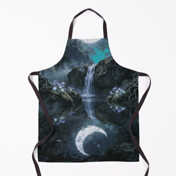 Item preview, Fantasy Crescent Moon Waterfall Forest Landscape designed and sold by stylishdzign.