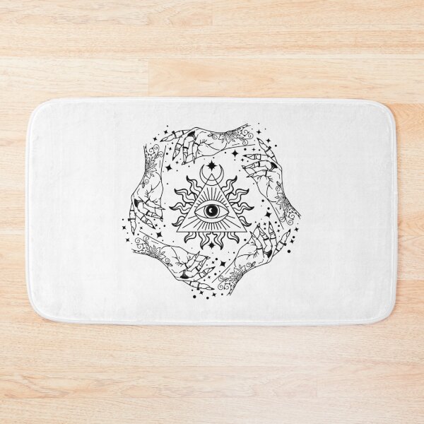 Item preview, Mystical All Seeing Eye with Witch Hands Black Line Art Illustration, Isolated PNG Overlay on Transparent Background designed and sold by MaryMoonArt.
