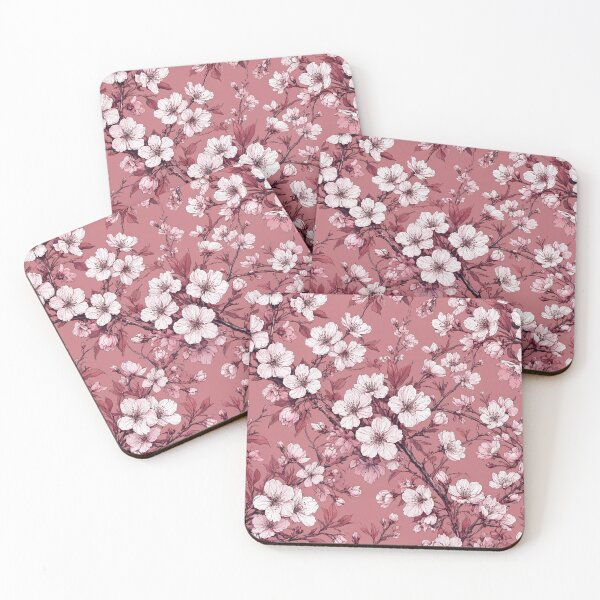 Item preview, Dusty Rose White Blossom Vintage Floral designed and sold by IntelliMindDesigns.