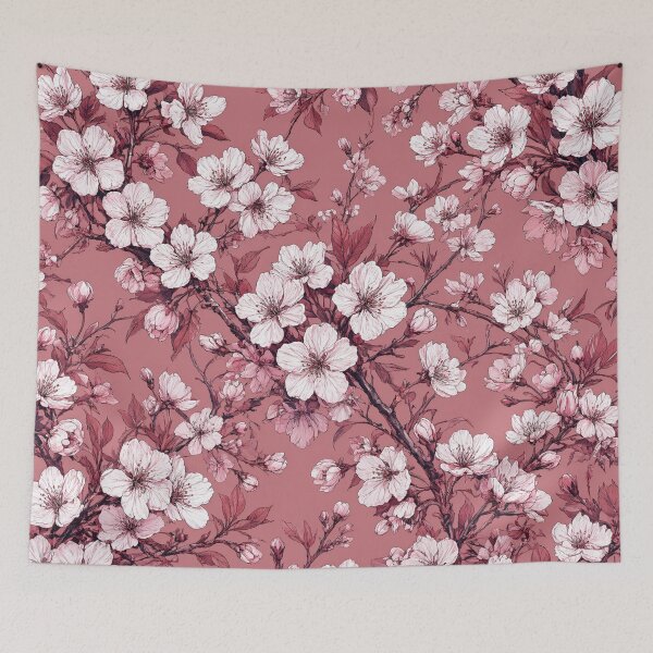 Item preview, Dusty Rose White Blossom Vintage Floral designed and sold by IntelliMindDesigns.