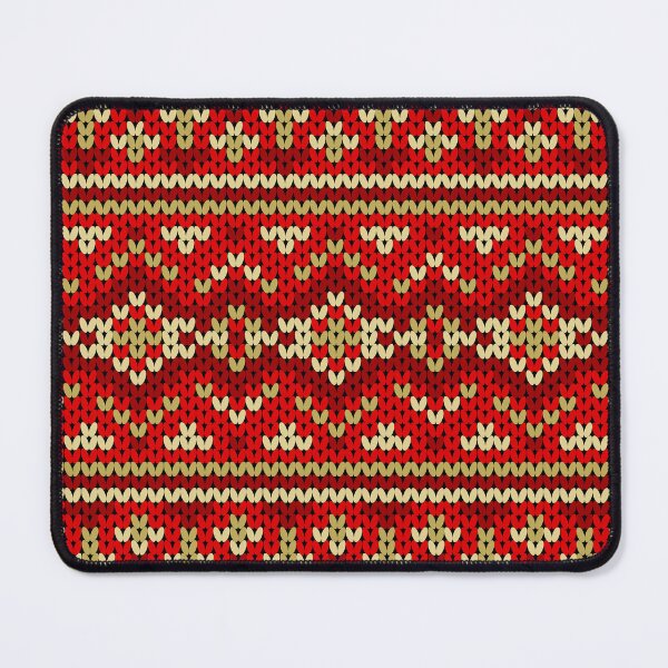 Item preview, Red and gold knitted geometric pattern with traditional textile ornament. designed and sold by Nengsang.