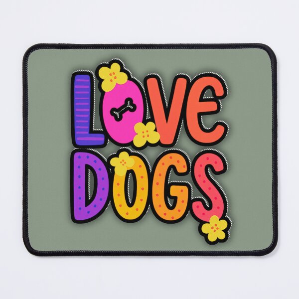Item preview, Retro Love Dogs Colorful Floral Typography designed and sold by creativerooney.