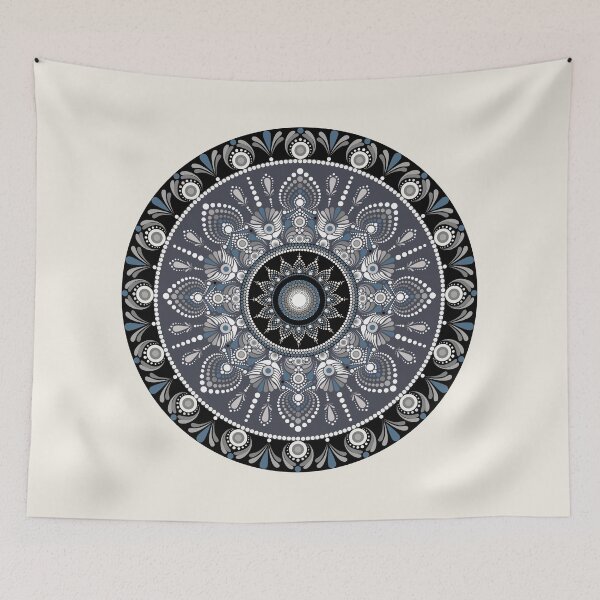 Item preview, Elegant Charcoal Blue Mandala – Intricate Thai Inspired Geometric Pattern designed and sold by NongKhaoYai.