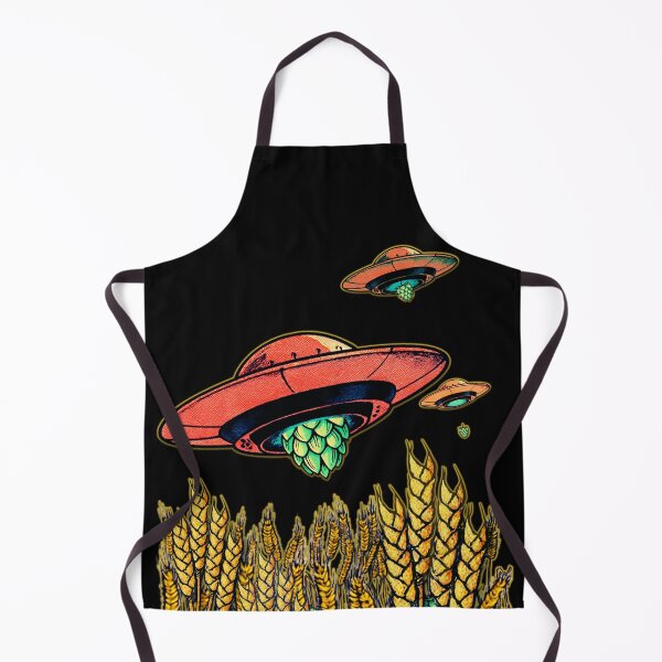 Item preview, UFO Hops and Barley Field - Retro Craft Beer Alien Art designed and sold by pulse_retail.