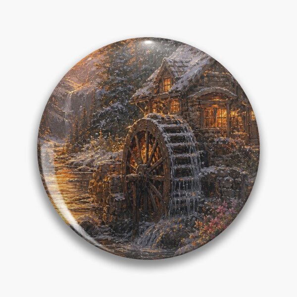 Item preview, Winter Watermill at Golden Sunset designed and sold by DesingbyDimoski.